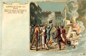 Verbranding van de Stamp Act, Boston, augustus 1765 door American School